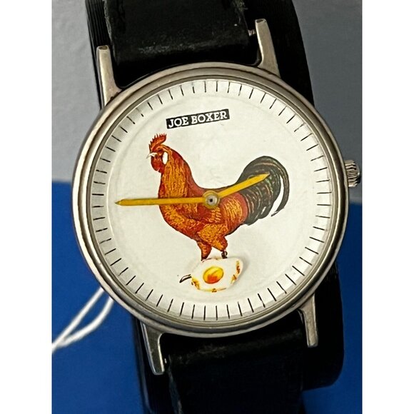 Vintage JOE BOXER Rooster Mens Watch Rotating Egg Second Hand RARE NEW BATTERY - Picture 1 of 10